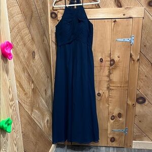 Elegant Navy Halter Gown